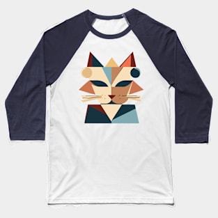 Geometric Cat Face Abstract Shapes Baseball T-Shirt